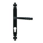 POIGNEE DE PORTE ARMORIQUE PLAQUE ETROITE FER NOIR BRIONNE