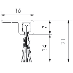 PROFILE BROSSE POILS POLYPROPYLENE NOIR F A 90°  - 30 - 8,5 Haut. de brosse mm 30 Haut. profil mm 5, 8