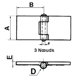 CHARNIERE A SOUDER - 20 - 40 x 40 - 3 Nb de noeuds 3