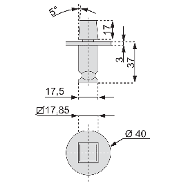 CRAPAUDINE A AXE CARRE POUR PENTURE STREMLER