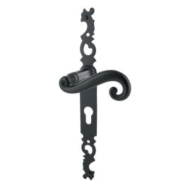 POIGNEE DE PORTE CEVENNES REHAUSSE 2 COTES FER NOIR BRIONNE