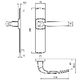 POIGNEE DE PORTE PETITE PLAQUE ARTIS FINTION DIAMANT NOIR VACHETTE ASSA ABLOY - Clé L