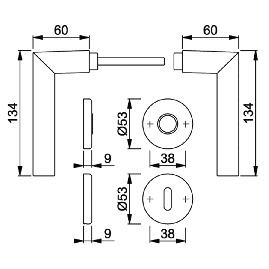 POIGNEE DE PORTE STOCKHOLM SUR ROSACE FINITION ARGENT HOPPE