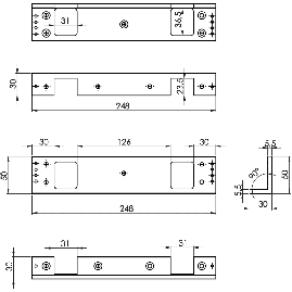 EQUERRE DE FIXATION POUR VENTOUSE EN APPLIQUE EN L 300 KG DIGIT