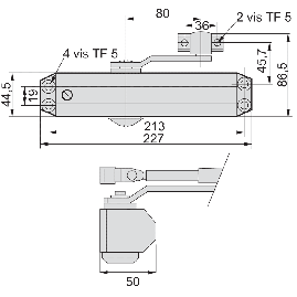 FERME-PORTE HYDRAULIQUE GR 010 GROOM FERMETURES - 213 - Argent - 850 Entraxe fix mm 213 Larg. porte maxi mm 850