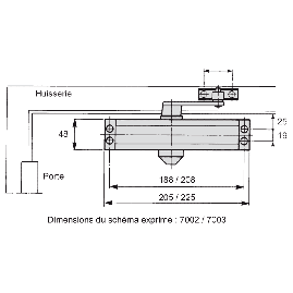 FERME-PORTE RYOBI D 7000 SEVAX - 900 à 1 100 - 7002 - 50 à 70 Larg. porte maxi mm 900 à 1 100