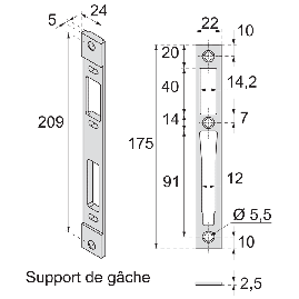 GACHE CENTRALE POUR PENE DEMI-TOUR ET ROULEAU 2835/24/OR STREMLER