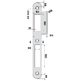 GACHE POUR SERRURE ECONOMIQUE AXE 40 MM FINITION ACIER BRUT MARQUES