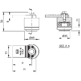 GOND SUPERIEUR REGLABLE AVEC ROULEMENT 86P Charge Kg 200