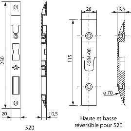 JEU DE GACHE POUR SERRURE 20 500 VACHETTE