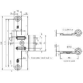 PAUMELLE UNIVERSELLE NF POUR MENUISERIE BOIS LAME FEMELLE MONIN