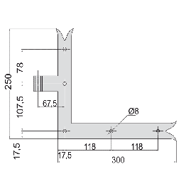 PENTURE EQUERRE QUEUE DE CARPE L x H mm 250 x 300