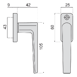 POIGNEE DE CREMONE FINITION CHAMPAGNE HOPPE