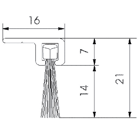 PROFILE BROSSE POILS POLYPROPYLENE NOIR F A 90°  - 24 - 8,5 Haut. de brosse mm 24 Haut. profil mm 5, 8