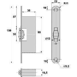 SERRURE 1 POINT A ROULEAU SEUL SERIE 2164 STREMLER