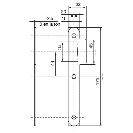SERRURE D450 FOUILLOT 8 MM TETIERE INOX BEC-DE-CANE D 452 X CARRE DE 8 MM VACHETTE