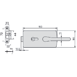 SERRURE DE MILIEU LAGUNE POUR PORTE VERRE 4300 STREMLER
