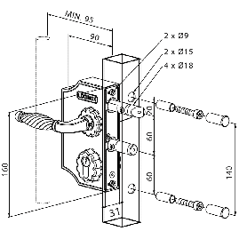 SERRURE DE PORTAIL STYLE FER FORGE LOCINOX