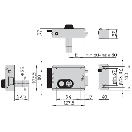 SERRURE ELECTRIQUE EN APPLIQUE DOUBLE CYLINDRE + BOUTON INTERIEUR