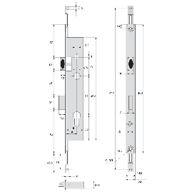 SERRURE HAUT ET BAS A PENE DORMANT ET DEMI-TOUR A 3 POINTS SERIE 2270TI STREMLER
