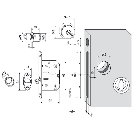 SET SERRURE AVEC POIGNEE CUVETTE RONDE AGB