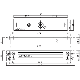 VENTOUSE ELECTROMAGNETIQUE A ENCASTRER A MORTAISER AVEC RELAIS P335 ER DIGIT