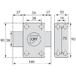 VERROU CITY 25 PENE RALLONGE PENE DE 160 MM CENTRE