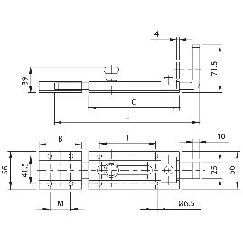 VERROU PENE PLAT PORTE-CADENAS SERIE 755 Long. corps mm 230