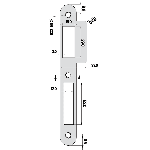 GACHE POUR SERRURE ECONOMIQUE AXE 40 MM FINITION ACIER BRUT MARQUES