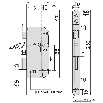 SERRURE D 10 PENE DORMANT DEMI-TOUR D 15 VACHETTE