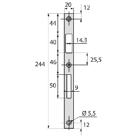 GACHE CENTRALE POUR PENE DORMANT DEMI-TOUR ET ROULEAU 2835/20 STREMLER