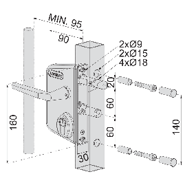 SERRURE DE PORTAIL INOX A CYLINDRE EUROPEEN INOX LOCINOX